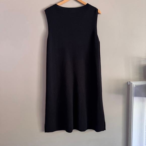 Eileen Fisher Black Italian Wool Sleeveless Tank Dress Size Large - Picture 6 of 6